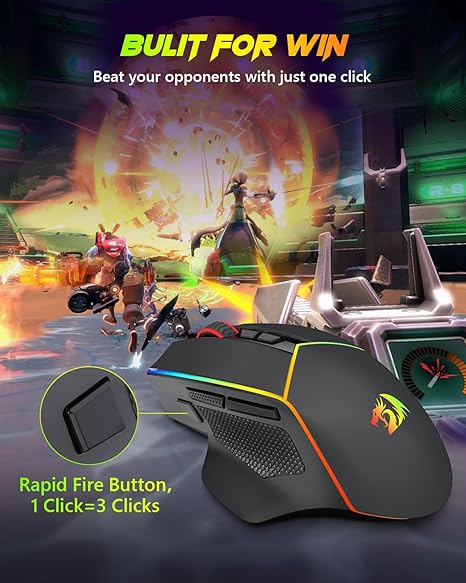 Redragon Wireless Gaming Mouse, Tri-Mode 2.4G/USB-C/Bluetooth