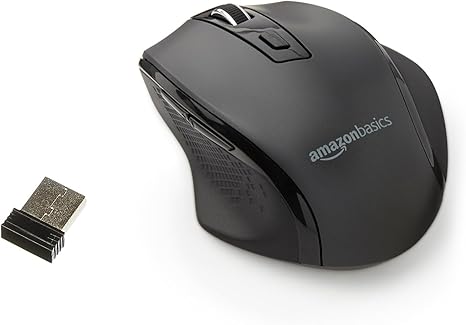 Basics Computer Mouse Wireless, Ergonomic, 2.4 GHz Optical