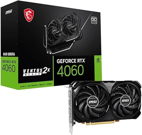MSI GeForce RTX 4060 Ventus 2X Black 8G OC Gaming Graphics Card