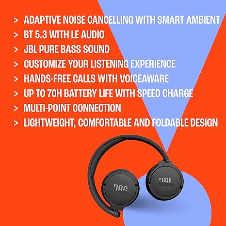 JBL Tune 670NC - Adaptive Noise Cancelling with Smart Ambient Wireless