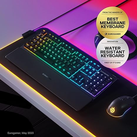 SteelSeries Apex 3 RGB Gaming Keyboard – 10-Zone RGB Illumination